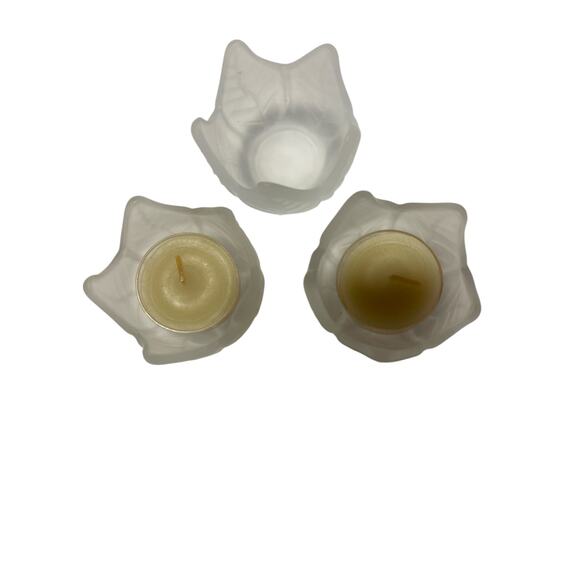 Set‎ of 3 Partylite Frosted Lotus Blossom Tulip Tea Light Votive Candle H… - Picture 8 of 9